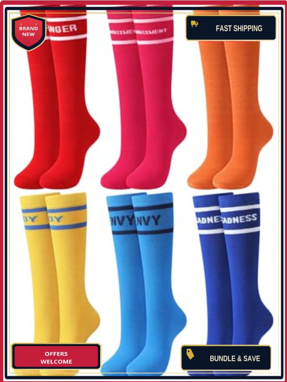 6 Pair Halloween Emotion Character Costume Socks Group Novelty Party Accessory